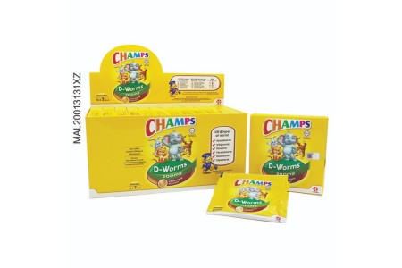CHAMPS D-WORMS 200MG CHOCOLATE TAB 1X2'S
