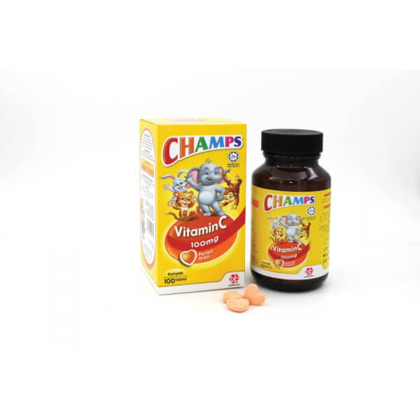 CHAMPS VIT C 100MG ORANGE TAB 100's (EXPIRY: 31.1.2026)