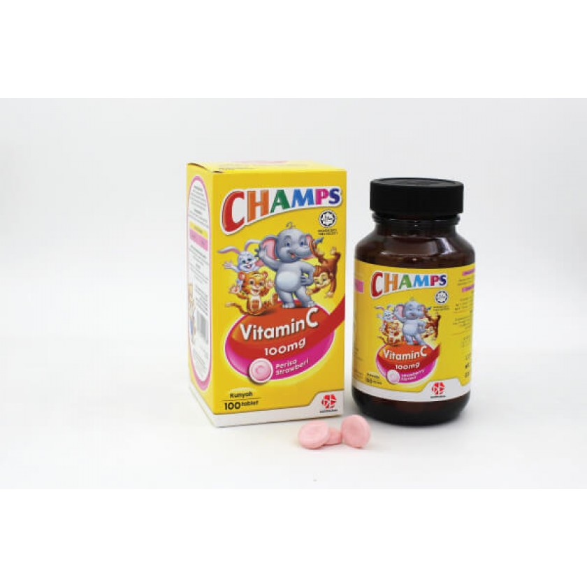 CHAMPS VIT C 100MG S/BERRY TAB 100's 