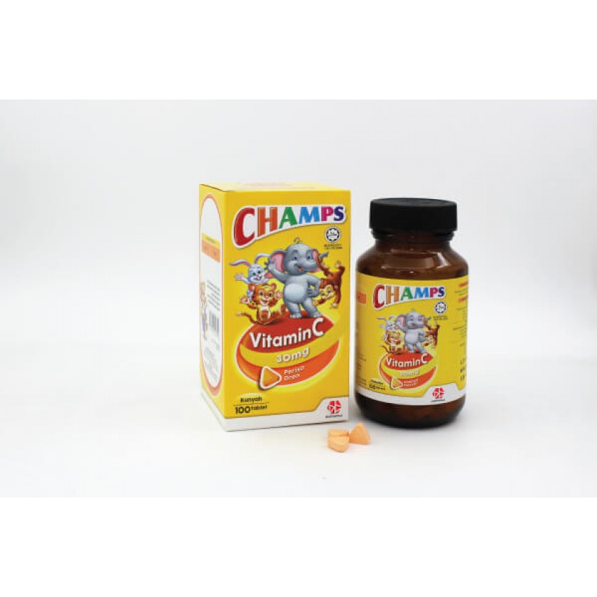 CHAMPS VIT C 30MG ORANGE TAB 100's 
