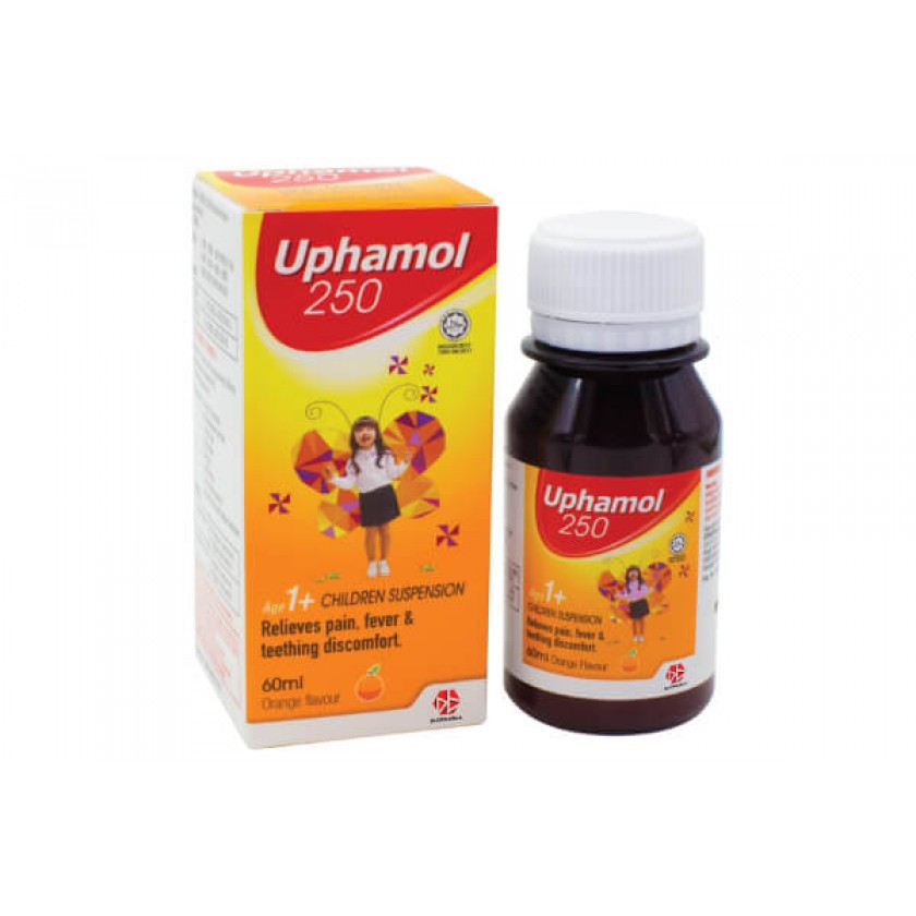 UPHAMOL 250MG ORANGE SUSP 60ML OTC